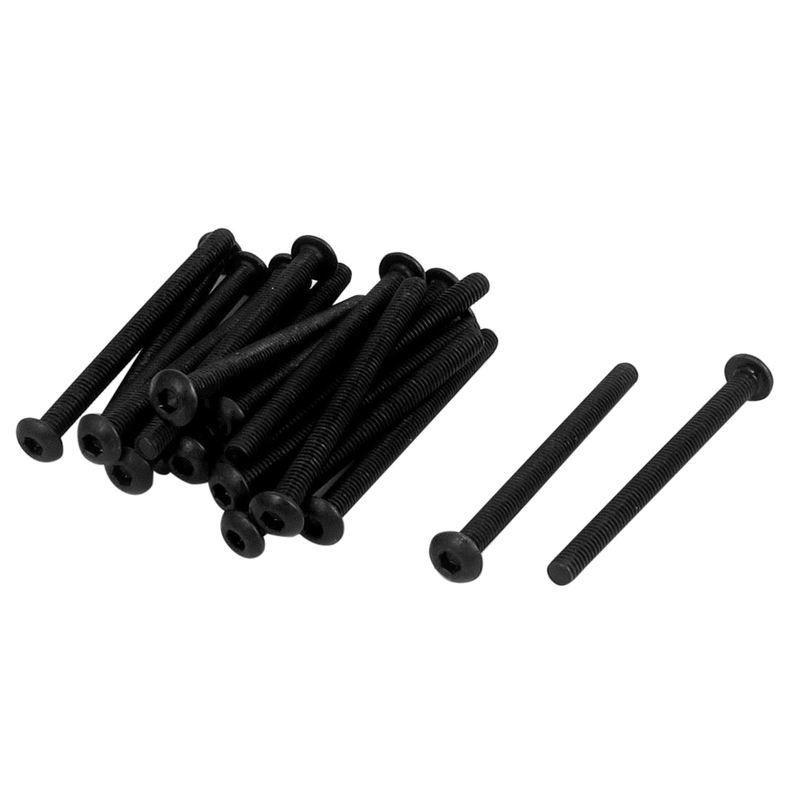 M3 x 35mm Alloy Steel Hex Socket Button Head Screws Black 20