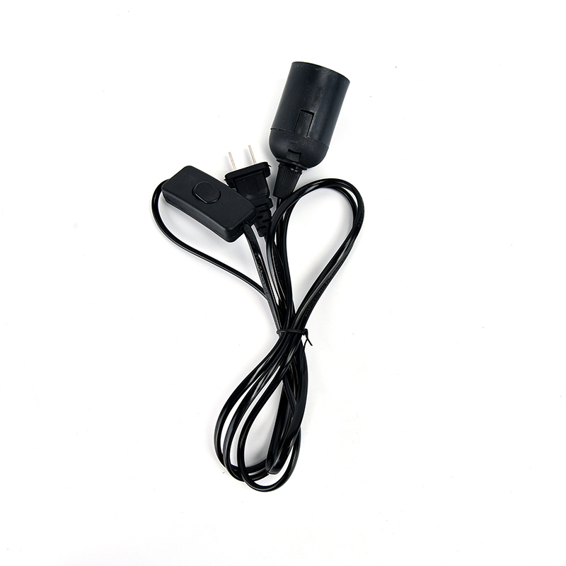 Power Cord 1.8m Cable E27 Lamp Bases Round Plug With Switch