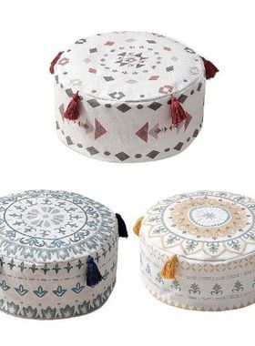 DIY Unstuffed Pouf Cover Foot Stool Cover with Tassel