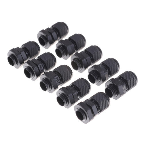 10 Pcs PG7 Cable Glands Joints Cable Gland Connector Black