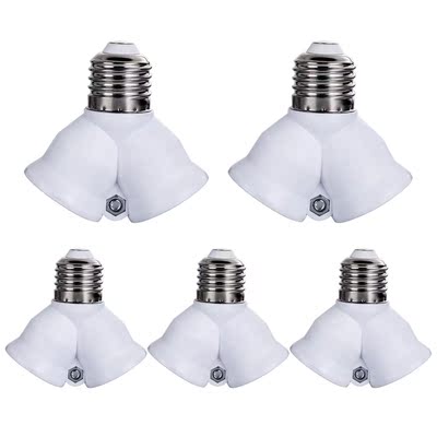 5PCS E27 Base Light Lamp Bulb Socket 1 to 2 Splitter Adapter