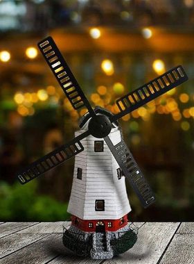Dutch Windmill Solar Powered Resin Windmill Light Led