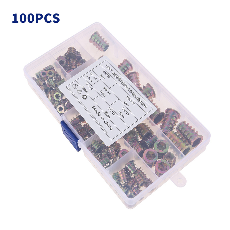 100Pcs/Set Screw In Insert Nuts M4/5/6/8/10 Zinc Alloy