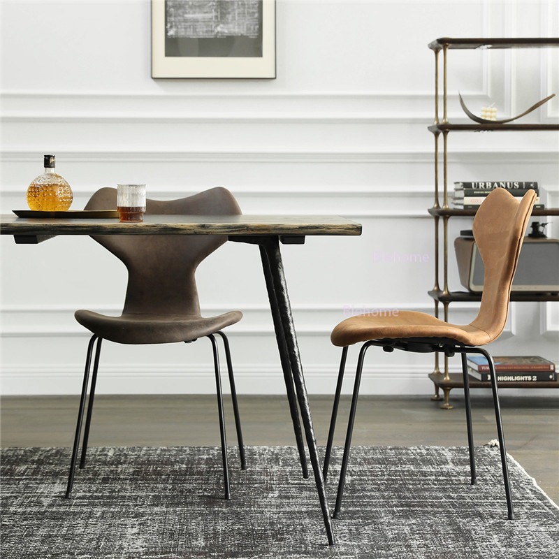 Retro Dining Chair Simulation Leather Dining Chairs Nordic