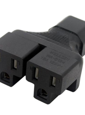 IEC 320 C14 to 2 x 5-15R Power Adapter, C14 to 2x US 3pin fe