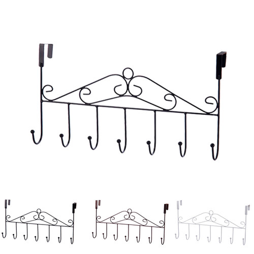 2 Pieces Over Door Hanger with 7 Hooks Metal Towel Hat Coat
