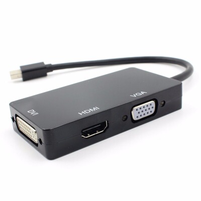 3-in-1 Thunderbolt Mini Displayport DP to HDMI VGA DVI Adapt