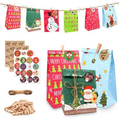 24pcs Gift Bags/Gift Boxes Christmas Decor Countdown