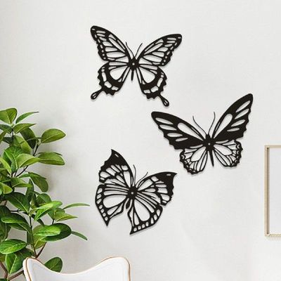 3Pcs Butterfly Wall ArtMetal Butterfly Cutout Wall Decor