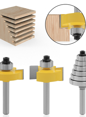 3Pcs 6mm Shank Rabbet Router Bit with 6 Interchangeable Bear