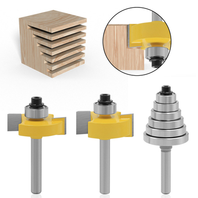 3Pcs 6mm Shank Rabbet Router Bit with 6 Interchangeable Bear