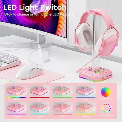 Newest RGB Headset Stand with 3 USB 2.0 Ports Headphone