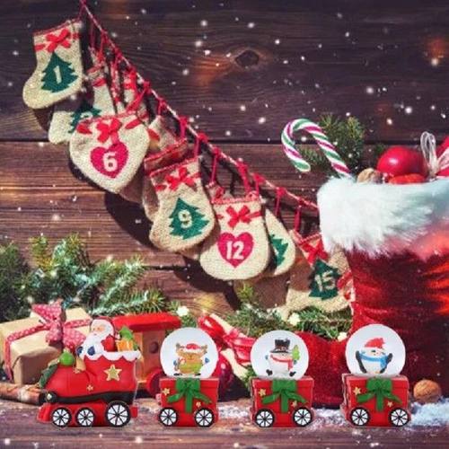 1 Set Christmas Snow Globe Crystal Train Ornament Santa