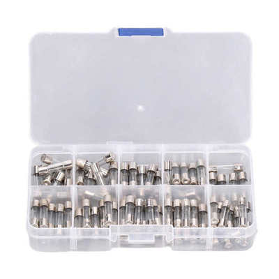 100Pcs Glass Fuse Tube 0~250V 0.2A~20A 5x20mm Fuse Assortmen