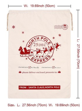 1Pcs Christmas Santa Sack Deer Drawstring Canvas Santa Bag N