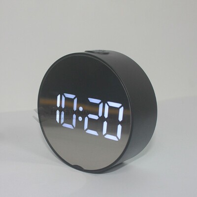 Digital Mirror Alarm Clock LED Electronic Table Desktop Cloc