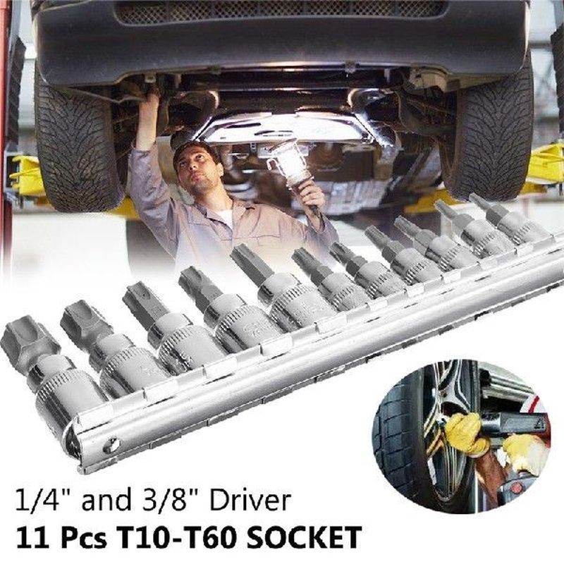 11 Piece 1/4 3/8 Inch Torx Hexagon Star Bit Set Security