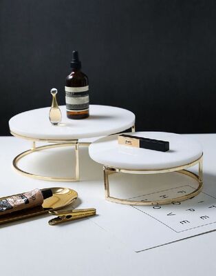 Nordic style creative natural marble cake tray dessert