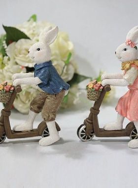 Easter Cute Bunny Statue Tabletop Bunny Ornament Sculptures