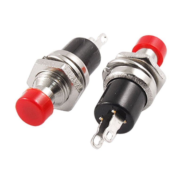 5 x 2 Pin SPST OFF/(On) N/O Red Round Momentary Button Switc