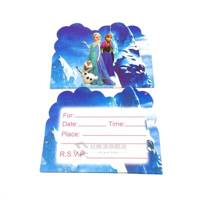 10pcs/Lot  Cartoon Frozen  Elsa Theme Invitation Card Mini G
