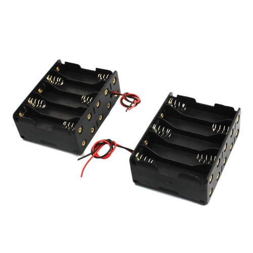 2 Pcs Black Battery Holder Case 10 x 1.5V AA