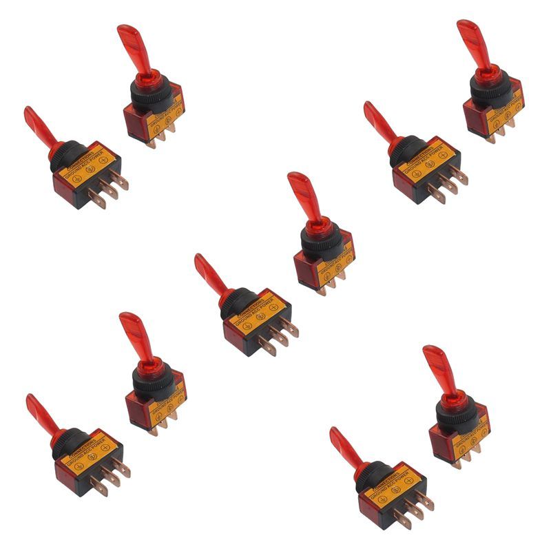 10x 12VDC 20A ON/OFF Red Lamp 12mm Mounting Thread Dia. Togg