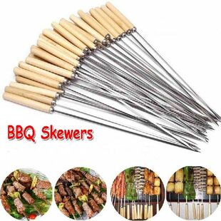 Stainless Steel Metal Flat Barbecue Skewers BBQ Sticks