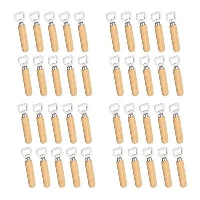 40Pcs/Set Bartender Bottle Opener Rubber Wood Handheld Wine