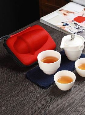 High quality Sheep fat jade tea set Include 1 Pot 3 Cup,