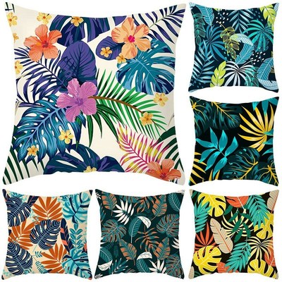 Hot Tropical Plant Green Leaves Garden Cushion Cover Pillow