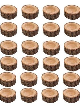 24Pcs Wooden Candle Holder,Votive Tealight Holder For
