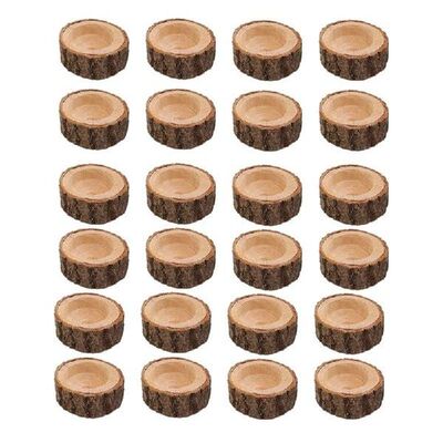 24Pcs Wooden Candle Holder,Votive Tealight Holder For
