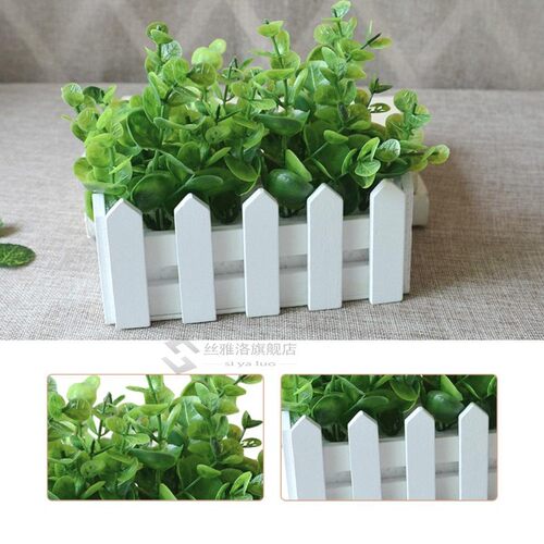 Wood Fence Artificial Plastic Eucalyptus Green Plant Home Ca