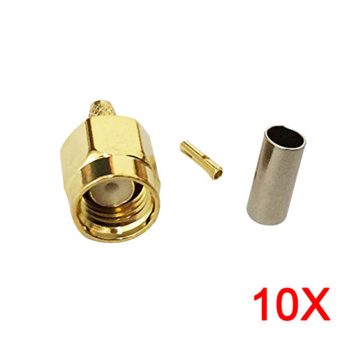 10Pcs Connector SMA Male Jack Crimp RG174 RG316 LMR100 Cable