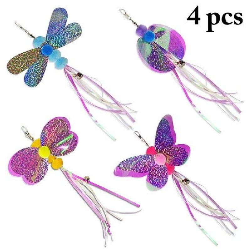 4pcs cat teaser wand refill funny butterfly kitten teaser