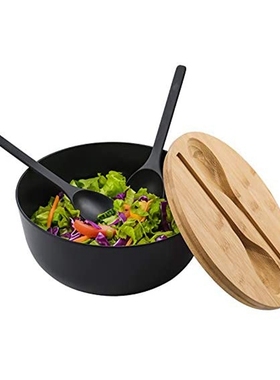 Hot Bamboo Fiber Salad Bowl with Servers Set Nature Bamboo