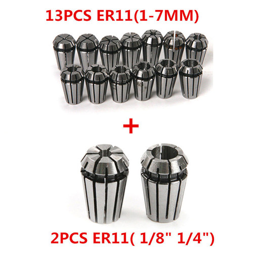 15Pcs ER11 Spring Collet Set for CNC Machine  Lathe Milling