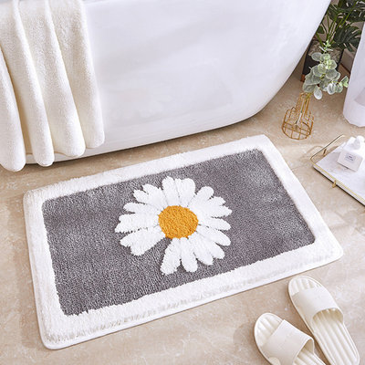 Bath Mat Bathroom Non-Slip Rug Daisy Floral Kitchen