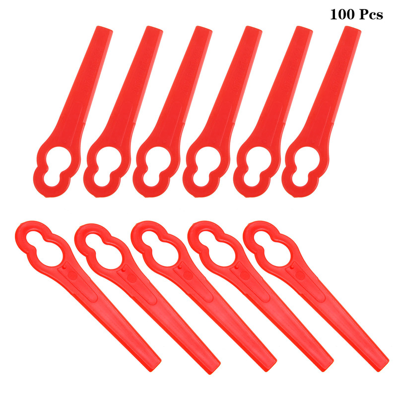 100pcs Red Plastic Lawn Mower Blade Mower Knife Blades