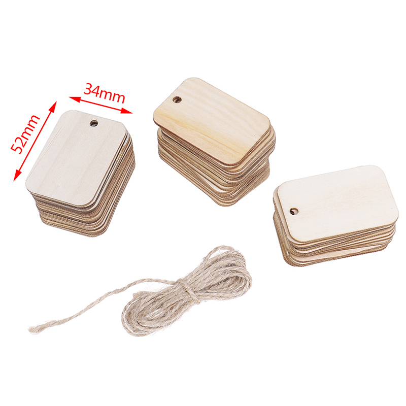 50pcs Wooden Christmas Tree Ornament Wood Planks Tags Hangin