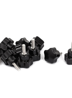 10x Black M5x15mm Male Thread Screw Star Head Cap Clamping K