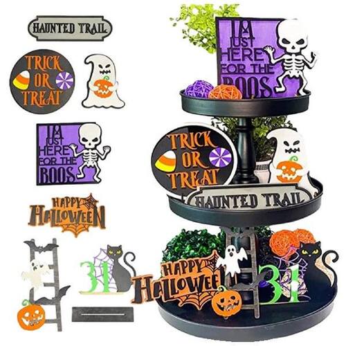 8pcs Halloween Tiered Tray Decorations Halloween Hocus