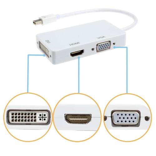 Display Port Thunderbolt to DVI VGA HDMI Adapter 3 in1 for M