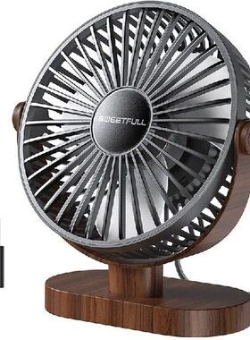6.4 Inch Wooden USB Desk Fan, 3 Speeds Quiet Portable