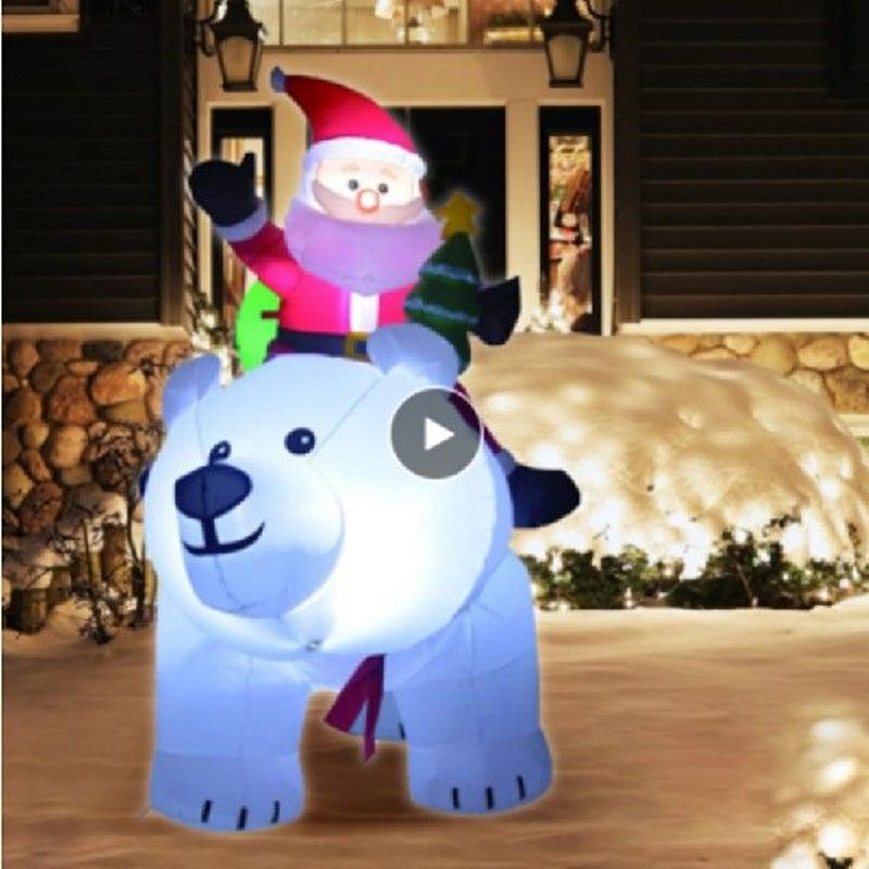 5.6ft Giant Inflatable Santa Claus Riding Polar Bear