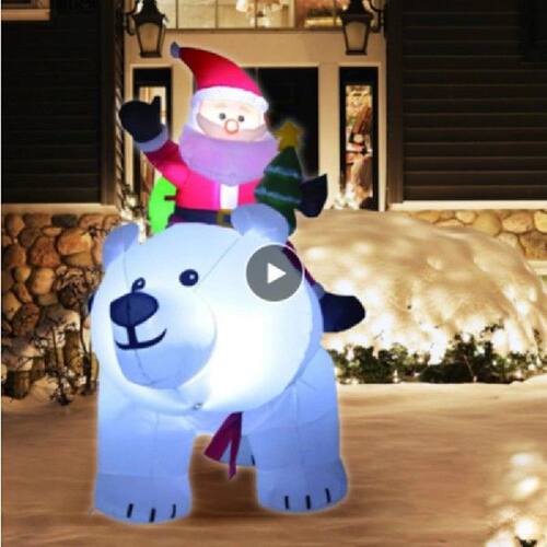5.6ft Giant Inflatable Santa Claus Riding Polar Bear