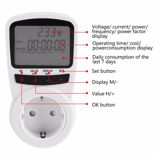 Plug-in Power Consumption Meter Switch Electronic Energy Mon