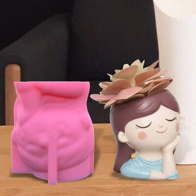 Girl Silicone Model Epoxy Resin Flower Pot Model Clay DIY