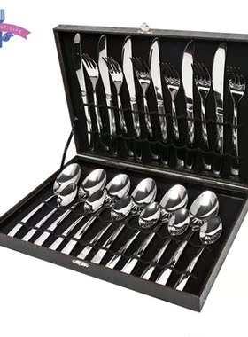 24PCS Silverware Tableware Cutlery Set Box 18/10 Stainless S